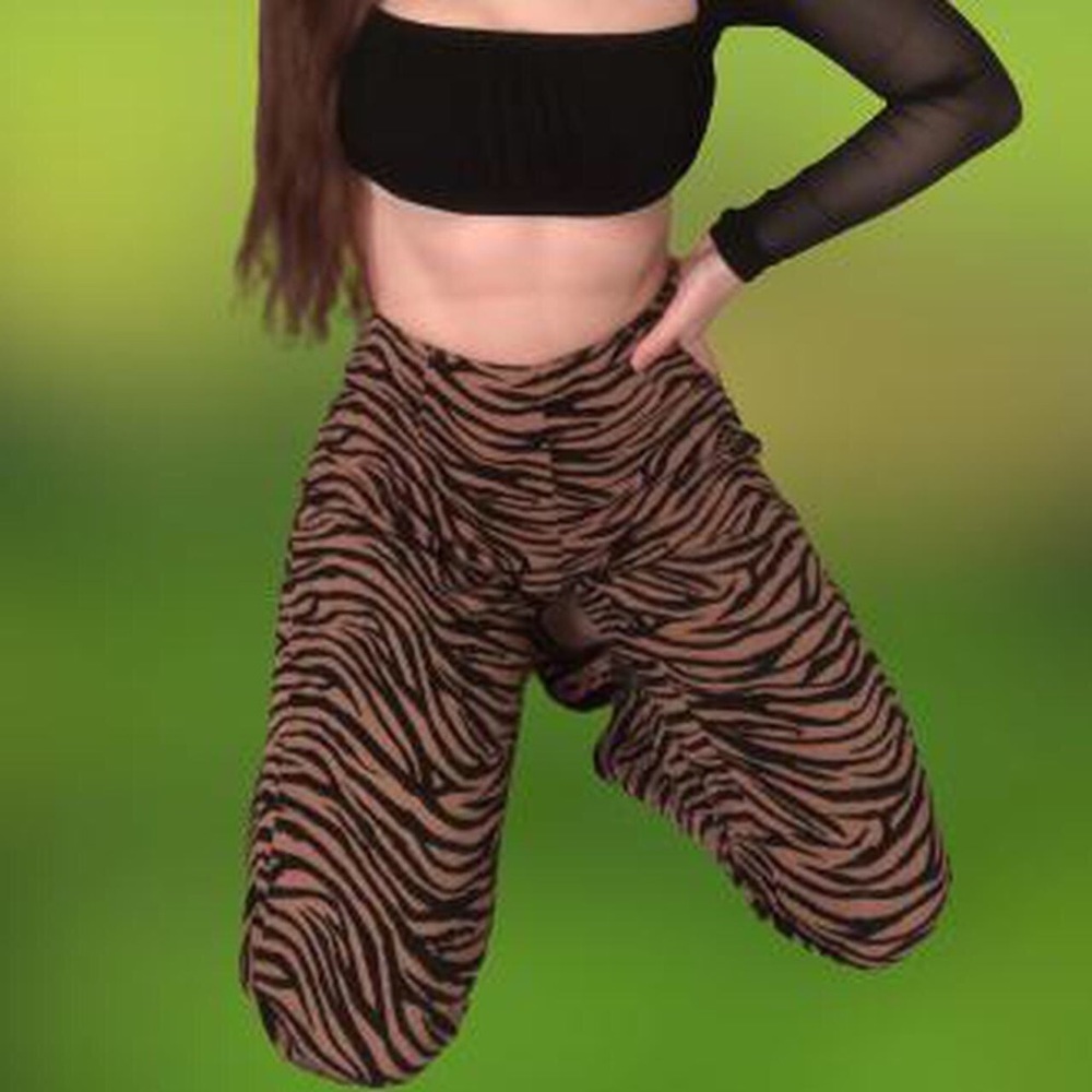 90’s Vintage zebra pants brown and black beads cache
